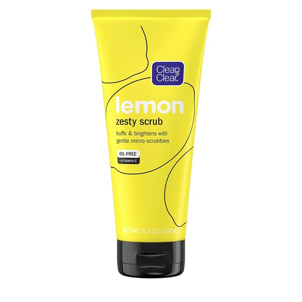 Clean & Clear Lemon Zesty Facial Scrub with Lemon Extract & Vitamin C, buffs & brightens with gentle micro-scrubbies, Oil-Free Vitamin C Face Scrub, 6.7 oz Vitamin C Facial Scrub