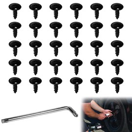 30 Pieces Black Screw Bolt Retainers, Wheel Splash Guard Screws, Screw with Star Wrench L-Shape, Fender Liner Auto Body Engine Cover Screws, Hex Self-Tapping Screws for Vehicle Maintenance Repair