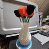 Handmade 3D Printed White Vase with 4 Red 4 Black