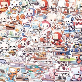 50 Packs Robot Stickers Water Bottles Laptop Phone Motorcycle Computer Guitar Skateboard Hydroflasks Robot Vinyl Sticker Waterproof Aesthetic Trendy Decals for Teens Girls Adults