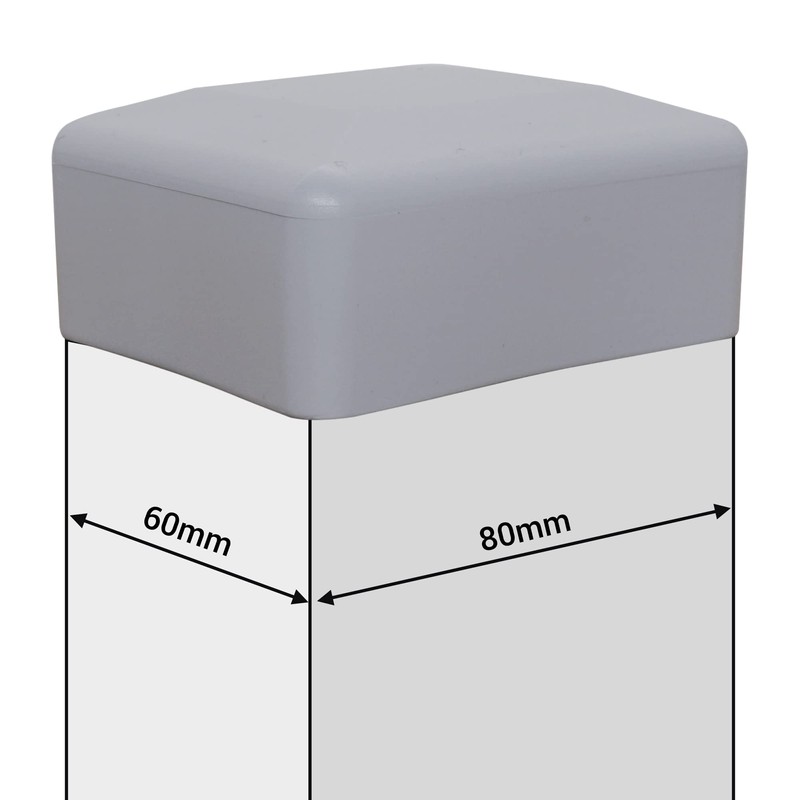 SKIR'CO Fence Post Caps Rectangular Grey Plastic Caps 60 x