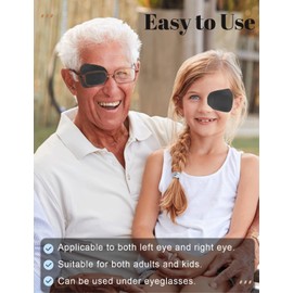 THSIREE 20 Pcs Adhesive Eye Patches for Adults, Medical Eye Patch Disposable Breathable Eyepatch for Amblyopia Lazy Eye Latex Free Adhesive Bandages for Adults, Black Regular Size 3.3×2.3 inches