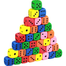 Foam Dice Set 36 Pieces Soft Dice Assorted Colourful Dice with Numbers Dots for Boys Girls, Building, Educational Toy, Math Lessons, Pastime, Party and Classroom