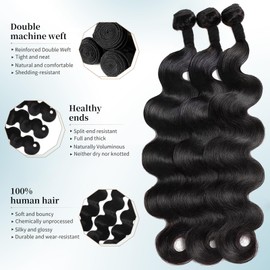 12A Unprocessed Brazilian Human Hair Body Wave human hair bundles 3 Bundles 24 26 28 Inch 300g/Pack Natural Black soft Smooth Double Weft Quick Weft Extensions for Women
