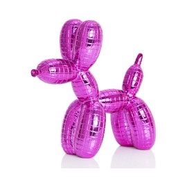 BOIHEGU - Estatua de perro morado, decoración de 5 pulgadas, cosas geniales para poner en estantes, regalos de jinete de disco, globo morado, decoración de estatua de perro, divertido pisapapeles,