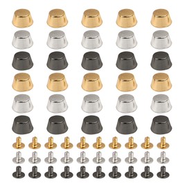 AUEAR, 30 Pack Screw Back Stud Purse Feet Metal Studs Rivet for Leather Bag Craft DIY (Flat Head, 11 mm, Silver & Gold Gun Black)