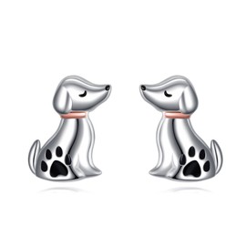 Paw Print Earrings 925 Sterling Silver Dog Stud Earrings Cute Animal Jewelry Gifts For Women Friend
