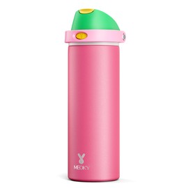 24 oz Insulated Water Bottle for Women: Meoky Stainless Steel Water Bottle with 2-in-1 Straw and Spout Lid - Leak Proof, Cold for 24 Hours, Fits in Car Cup Holder, BPA-Free for Sports Travel, Ruby