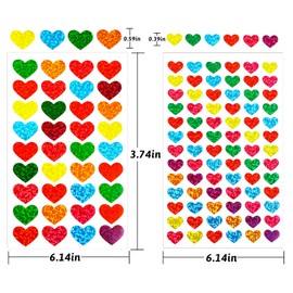 LOMIMOS Valentine's 3420PCS 60 Sheets Heart Stickers,Shiny Sparkle Self-Adhesive Decorative Sticker for DIY Crafts Scrapbooking Embellishment Award Chart Incentive Supply