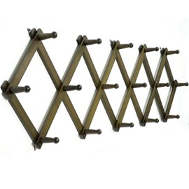WEBI Accordion Wall Hanger,Accordion Hat Rack for Wall,Expandable Wooden Coat Rack Wall Mounted,Accordion Hook Rack for Hats,Caps,16 Peg,Dark Walnut
