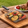 Rolling Grill Basket, Stainless Steel BBQ Grilling Basket with Removable