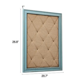 SOFE Fabric Bulletin Board Memo Board 21"×27", Large Cork Boards for Walls with Rustic Blue Frame, Vision Boards Photo Display Board, Pinboard Wall Organizer, Decorative Note Message Board
