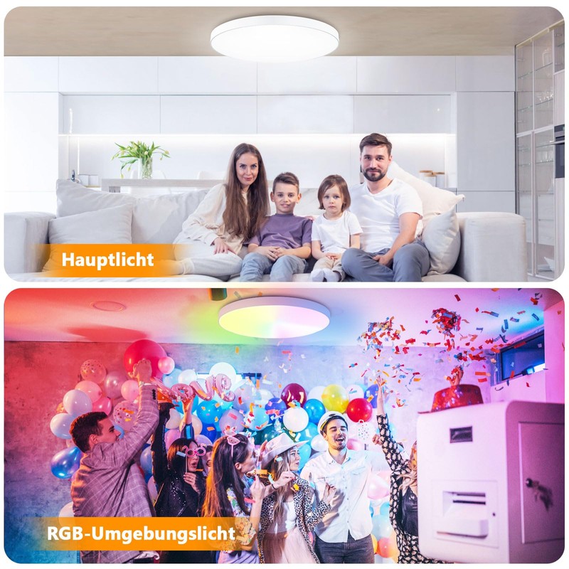 OUILA LED Ceiling Light Dimmable 24 W RGB Colour Changing