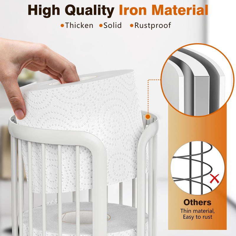 Bunoxea Toilet Paper Holder Stand, Freestanding Toilet Tissue Organizer, Minimalistic