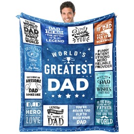 DecorSIXT Dad Blanket Gifts for Dad on Fathers Day from Daughter or Son - 50" X 60" World's Greatest Dad Blanket - Christmas Birthday Present for Father New Dad Gifts Ideas