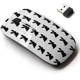 2.4G Wireless Mouse with Cute Pattern Design for All Laptops and Desktops with Nano Receiver - Cute Little Bunny