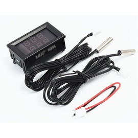 LIVISN Digital Thermometer, -58℉~257℉ Car Auto Temperature Gauge Sensor, DC 8-80V Fahrenheit Dual Display, Monitor with 2 NTC Waterproof Probes for Aquarium Vehicle Fish Tank