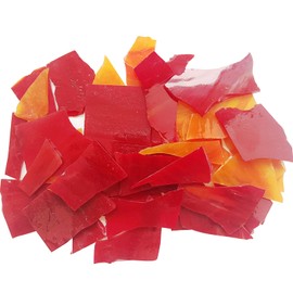 Stained Glass Mosaic Tiles,Glass Mosaic Supplies Kit, Mixed Red Orange Colors and Shapes,Stained Glass Tiles for Handmade DIY Art/Crafts and Home Decoration (200g/7oz Pack)