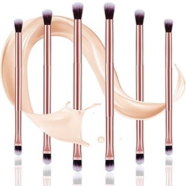 6 Brochas para Difuminar Sombra de Ojos 2 en 1 Brochas de Maquillaje de Doble Punta Pincel Corrector Aplicador de Maquillaje de Base Puntiaguda Suave Pequeña para Debajo de Ojos