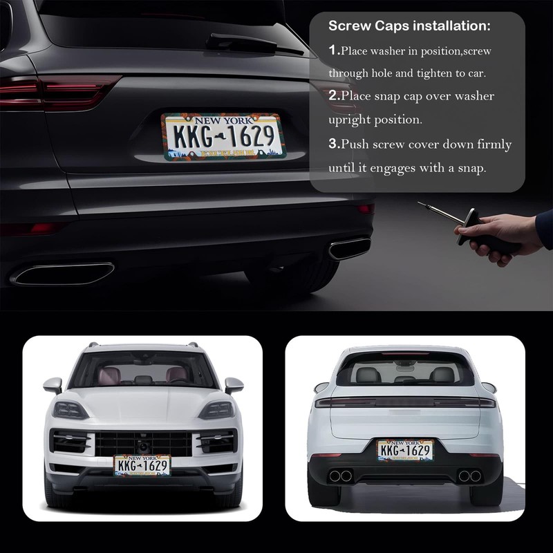 Retro Ocean Wave License Plate Frame - Unobstructed Narrow-Edge 2