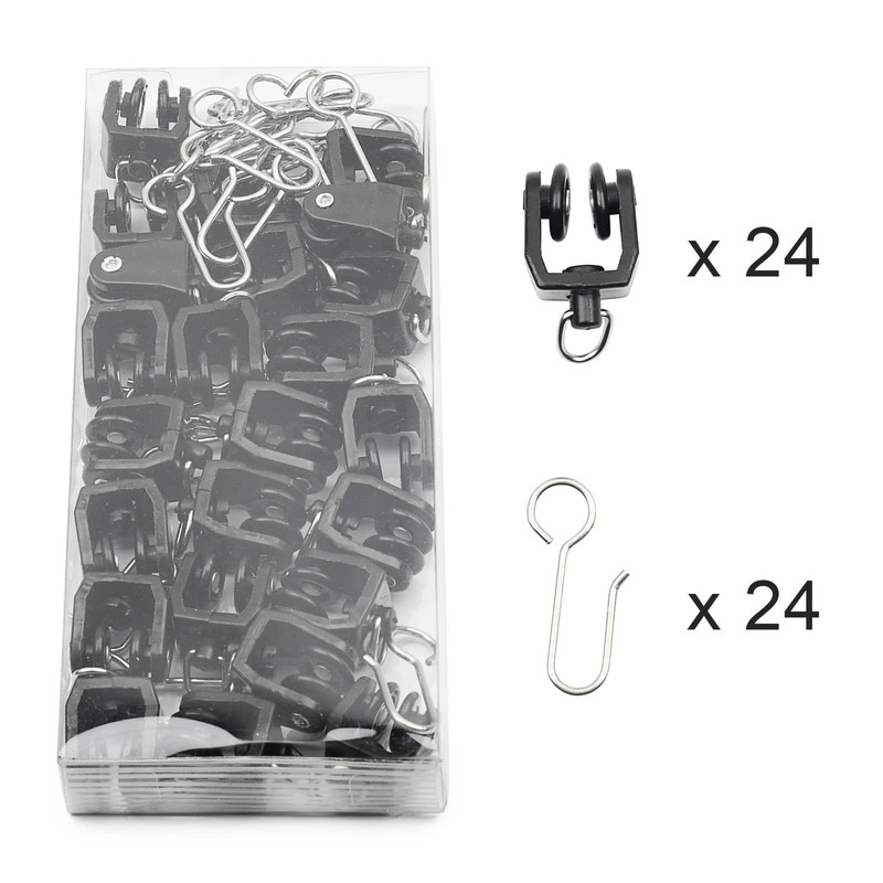 KXLIFE Rodillos negros para riel de cortina de techo flexible,