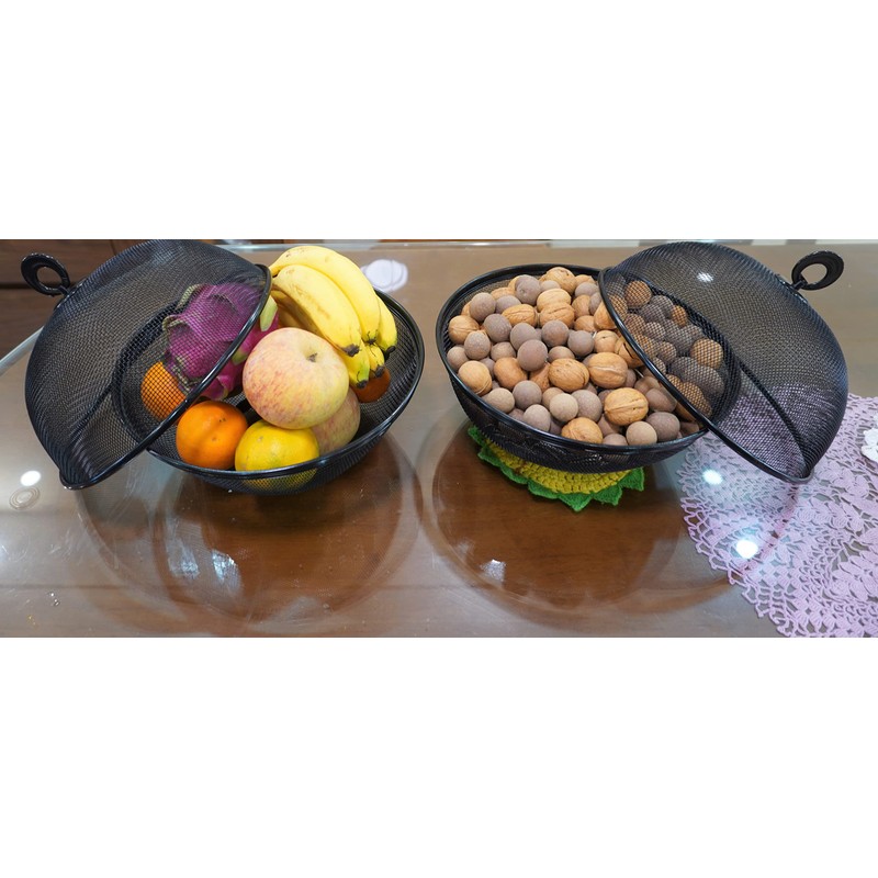 Metal Fruit Basket Decoration Worktop Fruit Bowl Design Grey Mesh