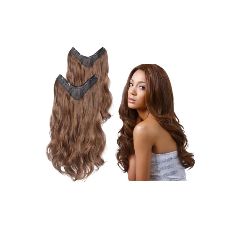 Extensiones de Cabello Ondulado con Clip 2 Piezas 45 cm