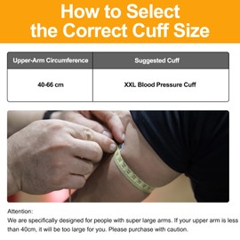Extra Large Blood Pressure Cuff for Big Arms, XXL Bp Cuff(40-66cm) - 6 Different Blood Pressure Connectors are Compatible with Almost All Bp Monitors