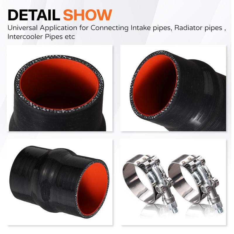 BEIJIULI 4" ID Straight Silicone Hump Coupler Hose with Stainless