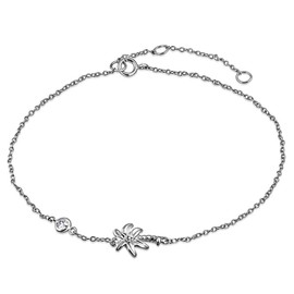 My Daily Styles 925 Sterling Silver Bezel-Set CZ Palm Tree Womens Link Chain Anklet Bracelet