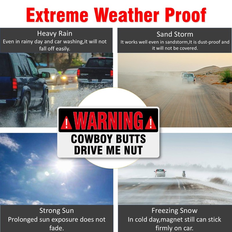 Funny Warning Magnet - Cowboy Butts Drive Me Nuts,2-Pack Magnetic
