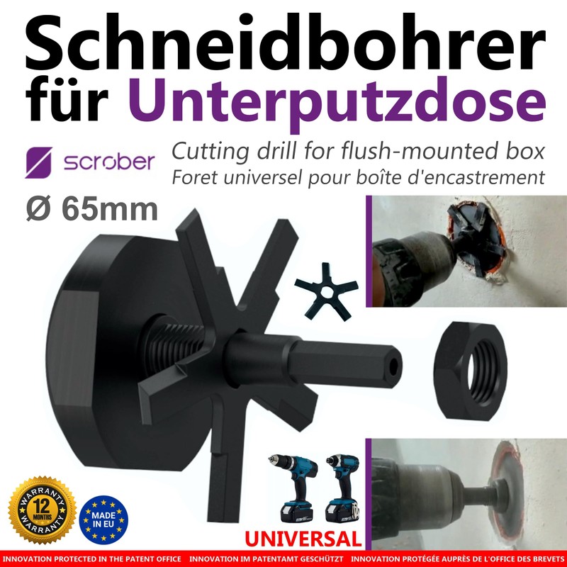 SCROBER® Universal Cutting Drill Bit Diameter 65 mm with Free