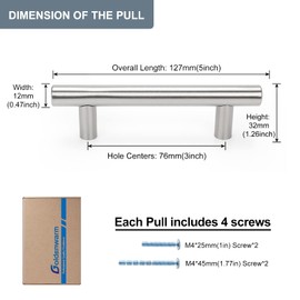 goldenwarm Cabinet Handles Brushed Nickel 3 in Drawer Pulls Kitchen Hardware Cabinet Handles Brushed Nickle T Bar Furniture Door Drawer Pulls 20 Pack