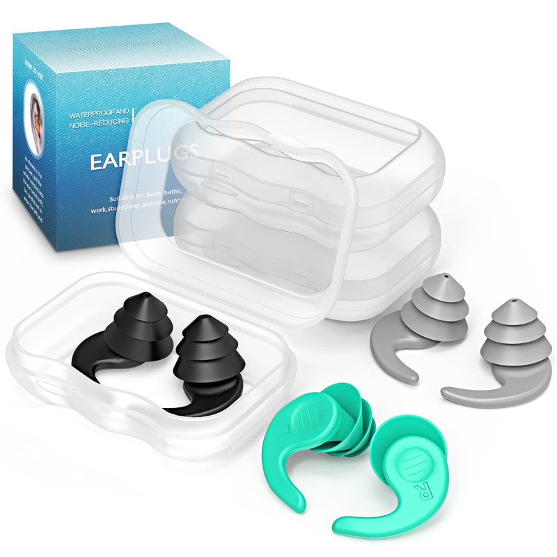 Swimming Ear Plugs for Adults,3 Pairs Waterproof Reusable Silicone Swim