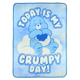 JUST FUNKY Care Bears Blanket Grumpy Bear Today is My Grumpy Day Fleece Throw 45"X60"