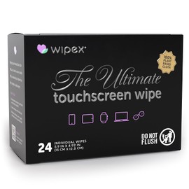 Wipex - Toallitas limpiadoras de visualización de coche para electrónica, 24 toallitas individuales para limpieza de visualización táctil a base de plantas para paneles de salpicadero, teléfono