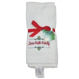 St. Nicholas quadratisches Set mit 2 weihnachtlichen Monogrammed Küchen-Handtücher (Love Faith Family)