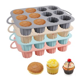 Homimor Juego De 4 Bandejas Grandes Para Muffins Molde Para Muffins De Silicona De 12 Tazas, Antiadherente, Para Hornear Muffins O Cupcakes, Utensilios Para Hornear