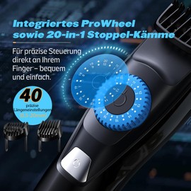 Bart- & Schnurrbart-Trimmer mit 3 Aufsätzen –40 präzise Längeneinstellungen, wasserdicht, 240 Min. Akkulaufzeit – Professioneller Haartrimmer für Männer & Frauen