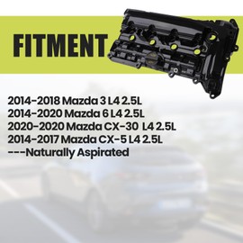 Aluminum Valve Cover Compatible with 2014 2015 2016 2017 2018 2019 2020 Mazda 3 6 CX-30 CX-5 2.5L L4 Replace PY0110210A