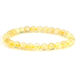Cherry Tree Collection Gemstone Beaded Stretch Bracelet 6mm Round Beads | Small - 6" (Citrine)