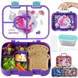 lunchbox Children's Lunch Box with Compartments, 1400 ml Lunch Box, Children's Bento Box, Children's Lunch Box for Girls and Boys, Leak-Proof, BPA-Free Sandwich Box, Perfect for School, Nursery
