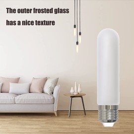 Diodesy- 5 Inch T9 LED Tube Filament Light Bulb 5W (40W Equivalent) 450 Lumen E26 Medium Base 3000K Soft White Dimmable Wet Rated Pack of 4- Long Tubular Frosted Glass for Rustic Pendant Chandeliers