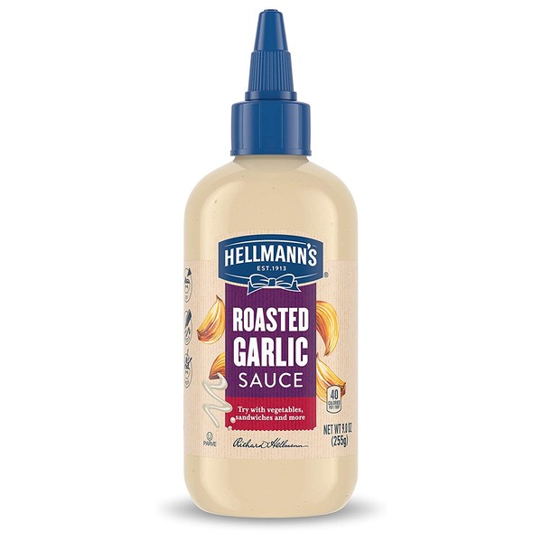 Hellmann's Sauce For A Delicious Condiment, Dip and Dressing Roasted Garlic Gluten Free, Dairy Free, No Artificial Flavors, No High-Fructose Corn Syrup 9 oz (10048001011851)