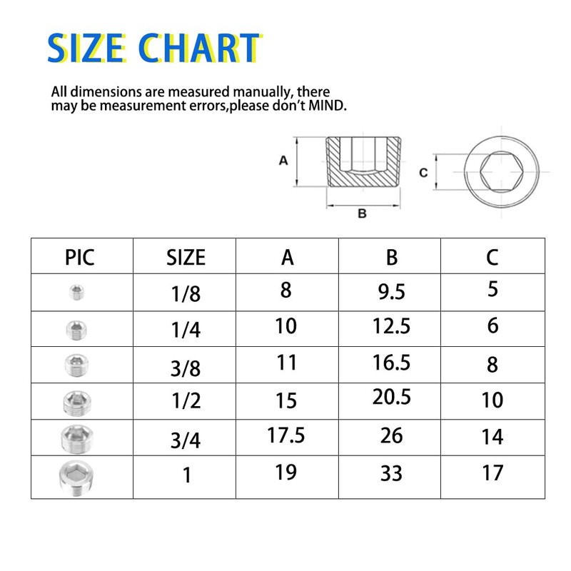 JoyTube 1/8" NPT Pipe Plug Male Thread Stainless Steel Fitting