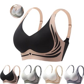 Powerful Push up Seamless Bra Caralush Wmstylist Lushfitting Wireless Bra No Underwire Full Coverage Support Anti Sagging Bra (US, Alpha, XX-Large, Regular, Regular, Black)