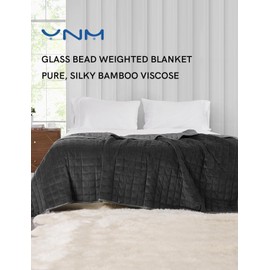 YnM Exclusive Weighted Blanket, Cooling & Cozy Velvet Dual-Sided, Smallest Compartments, Ideal for Two Persons of 110~190lbs on Queen/King/Ca King Bed (88x104 Inches, 25 Pounds, Light Grey)