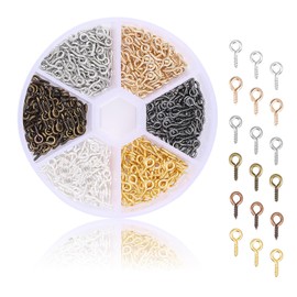 Small Eye Screws for Jewellery Making, Pack of 600 Metal Screw Hooks, Small Screw Eyelets, Eye Screws, Eye Bolts, Eye Screw Hooks for DIY Crafts