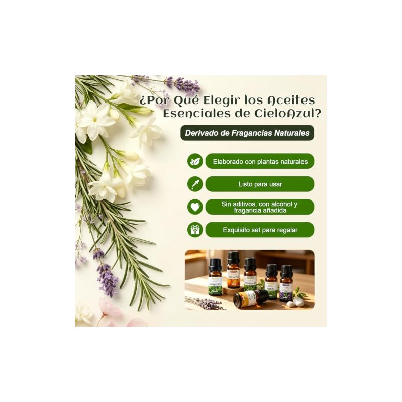 Set de 20 Aceites Esenciales para Difusor, 10 ml Cada