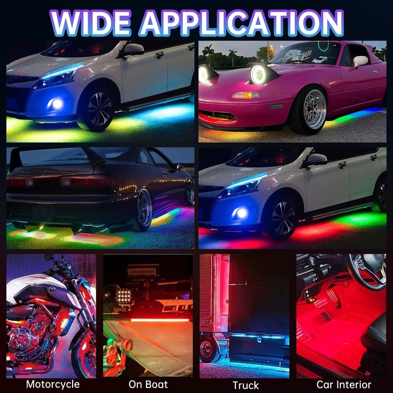 KEEPDSGN 6Pcs Car Underglow Strip LED RGB Underbody Light For